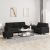 3-dijelni set sofa s jastucima crni od mikrovlakana