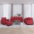 4-dijelni set sofa s jastucima boja vina od umjetne kože