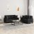 2-dijelni set sofa s jastucima crni od umjetne kože