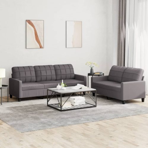 2-dijelni set sofa s jastucima sivi od umjetne kože