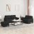 3-dijelni set sofa s jastucima crni od umjetne kože