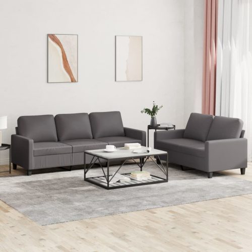 2-dijelni set sofa s jastucima sivi od umjetne kože