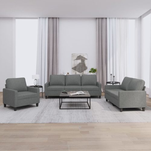 3-dijelni set sofa s jastucima tamnosivi od tkanine