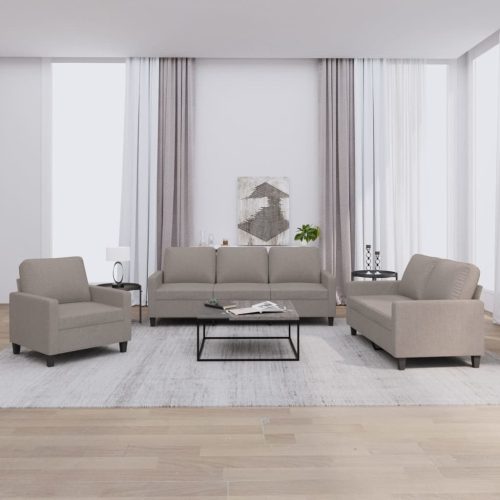 3-dijelni set sofa s jastucima smeđesivi od tkanine