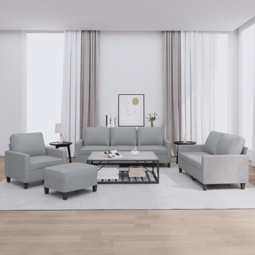 4-dijelni set sofa s jastucima svjetlosivi od tkanine