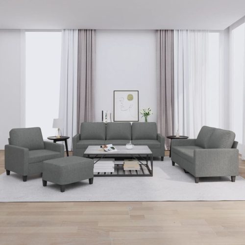 4-dijelni set sofa s jastucima tamnosivi od tkanine