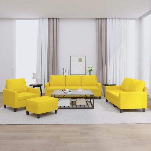 4-dijelni set sofa s jastucima svjetložuti od tkanine