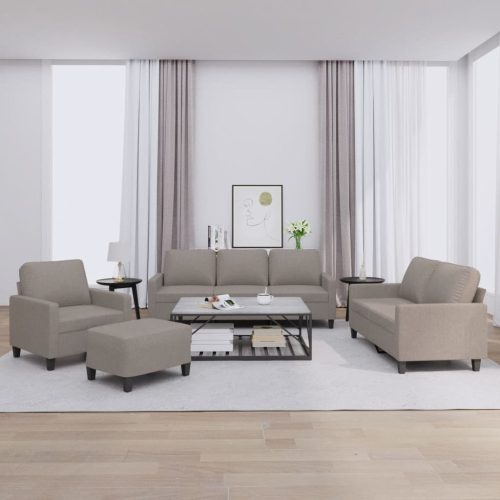 4-dijelni set sofa s jastucima smeđesivi od tkanine