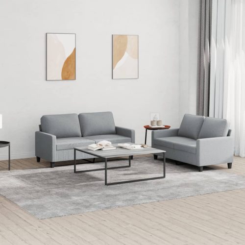 2-dijelni set sofa s jastucima svjetlosivi od tkanine