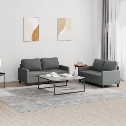 2-dijelni set sofa s jastucima tamnosivi od tkanine