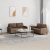 2-dijelni set sofa s jastucima smeđi od tkanine