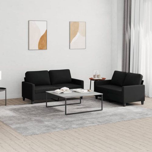 2-dijelni set sofa s jastucima crni od tkanine