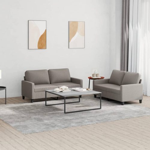 2-dijelni set sofa s jastucima smeđesivi od tkanine