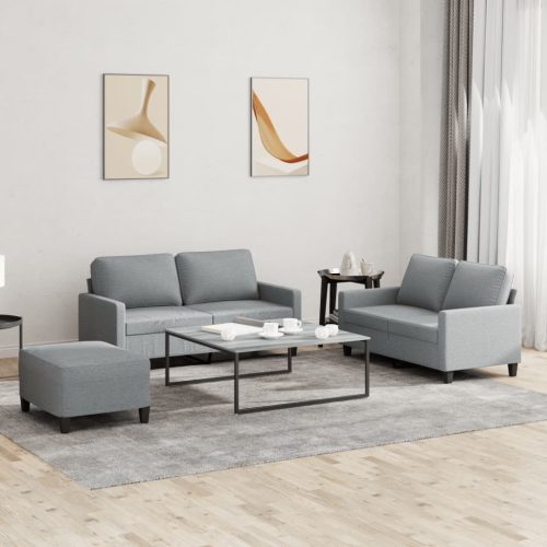 3-dijelni set sofa s jastucima svjetlosivi od tkanine