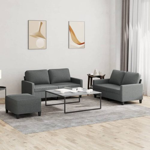 3-dijelni set sofa s jastucima tamnosivi od tkanine