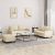 3-dijelni set sofa s jastucima krem od tkanine