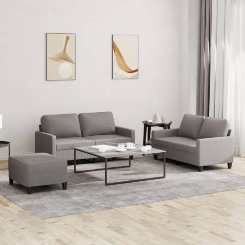 3-dijelni set sofa s jastucima smeđesivi od tkanine