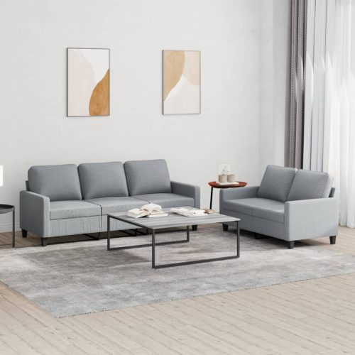 2-dijelni set sofa s jastucima svjetlosivi od tkanine