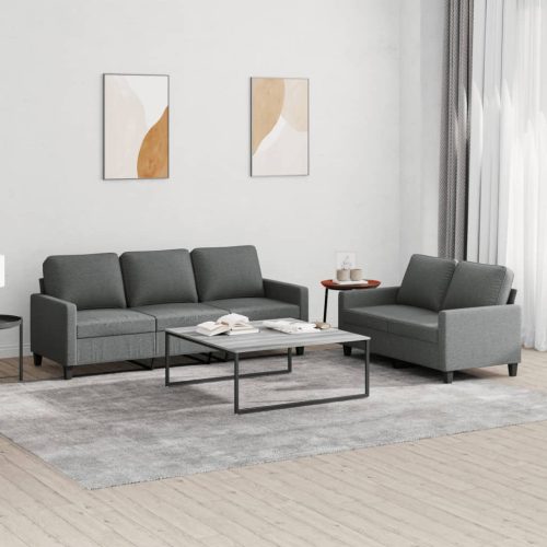 2-dijelni set sofa s jastucima tamnosivi od tkanine