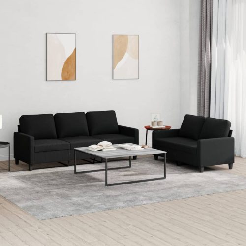 2-dijelni set sofa s jastucima crni od tkanine