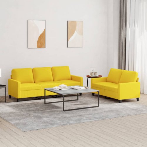 2-dijelni set sofa s jastucima svjetložuti od tkanine