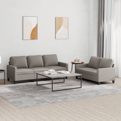 2-dijelni set sofa s jastucima smeđesivi od tkanine