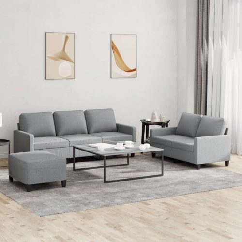 3-dijelni set sofa s jastucima svjetlosivi od tkanine