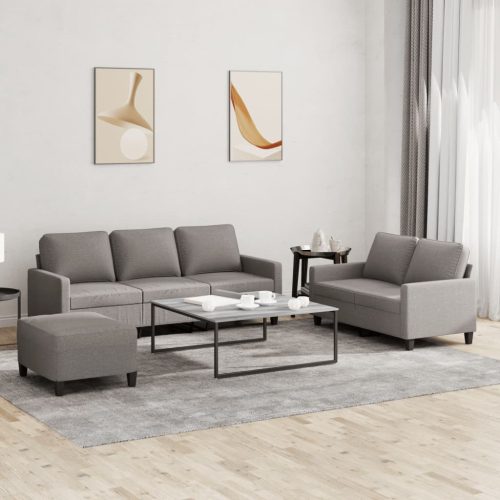 3-dijelni set sofa s jastucima smeđesivi od tkanine