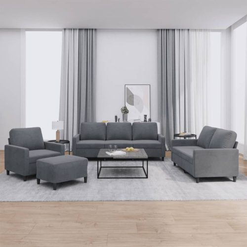 4-dijelni set sofa s jastucima tamnosivi baršunasti