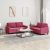 2-dijelni set sofa s jastucima crvena boja vina baršunasti