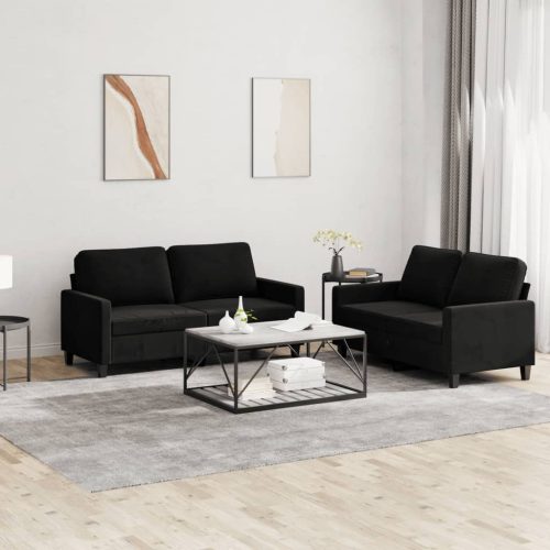 2-dijelni set sofa s jastucima crni baršunasti