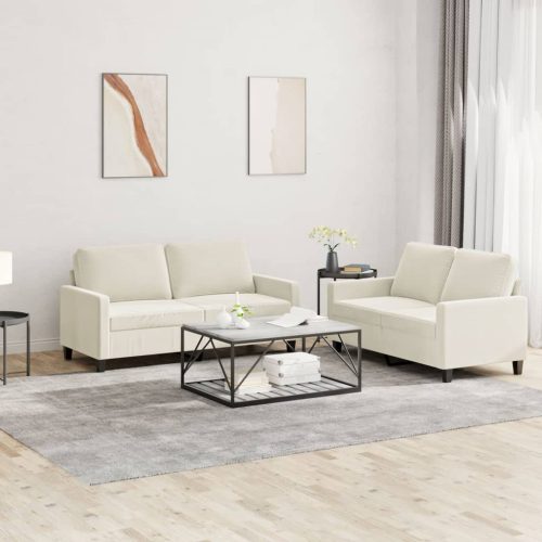 2-dijelni set sofa s jastucima krem baršunasti