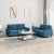 2-dijelni set sofa s jastucima plavi baršunasti