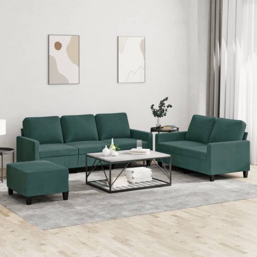 3-dijelni set sofa s jastucima tamnozeleni baršunasti