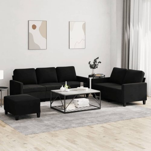 3-dijelni set sofa s jastucima crni baršunasti