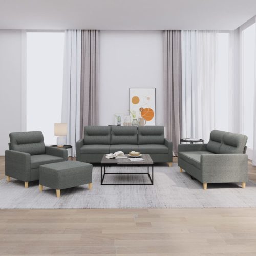 4-dijelni set sofa s jastucima tamnosivi od tkanine