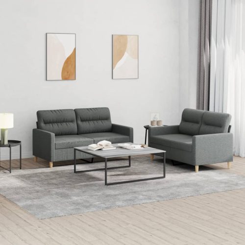 2-dijelni set sofa s jastucima tamnosivi od tkanine