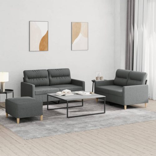 3-dijelni set sofa s jastucima tamnosivi od tkanine