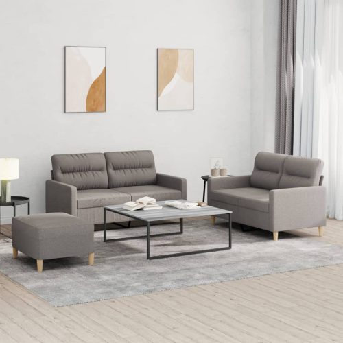 3-dijelni set sofa s jastucima smeđesivi od tkanine