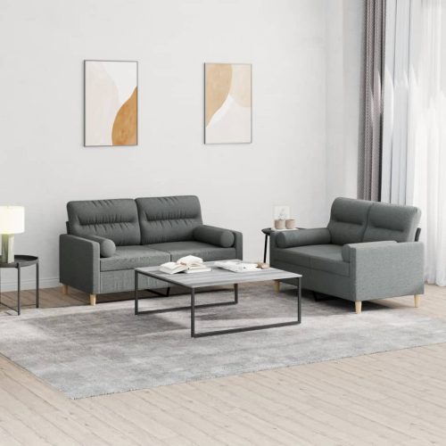 2-dijelni set sofa s jastucima tamnosivi od tkanine