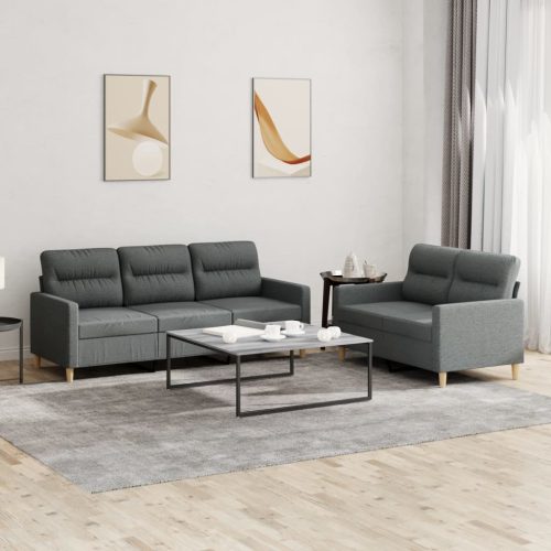 2-dijelni set sofa s jastucima tamnosivi od tkanine