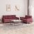 2-dijelni set sofa s jastucima crvena boja vina od tkanine