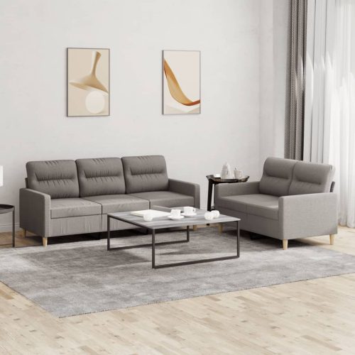 2-dijelni set sofa s jastucima smeđesivi od tkanine