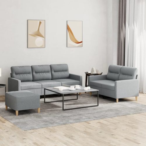 3-dijelni set sofa s jastucima svjetlosivi od tkanine