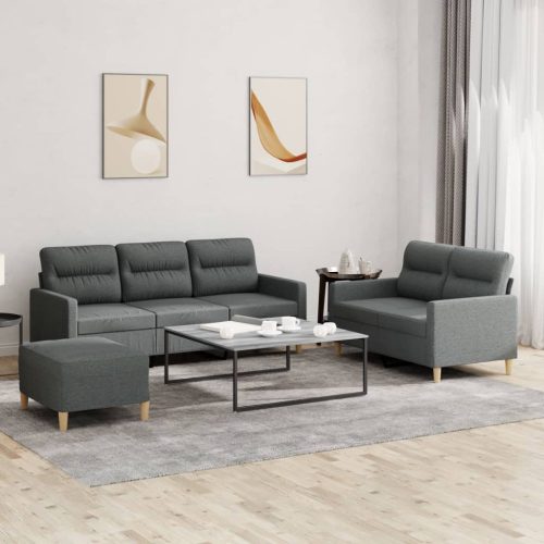 3-dijelni set sofa s jastucima tamnosivi od tkanine