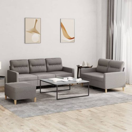 3-dijelni set sofa s jastucima smeđesivi od tkanine