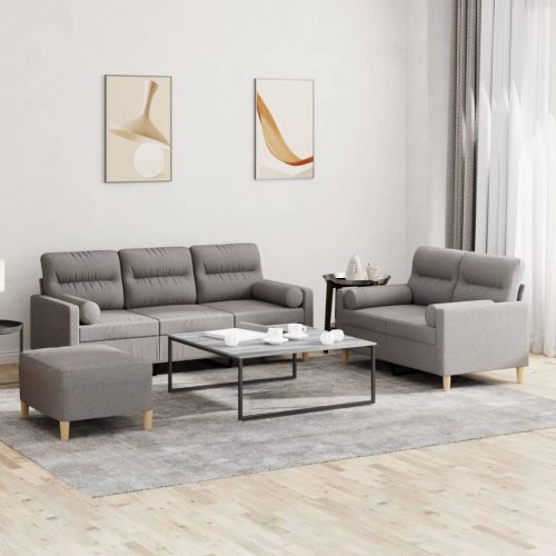 3-dijelni set sofa s jastucima smeđesivi od tkanine