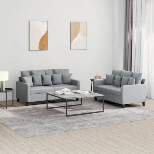 2-dijelni set sofa s jastucima svjetlosivi od tkanine