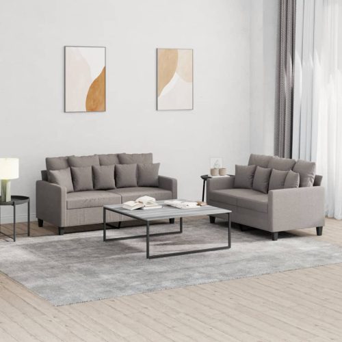 2-dijelni set sofa s jastucima smeđesivi od tkanine