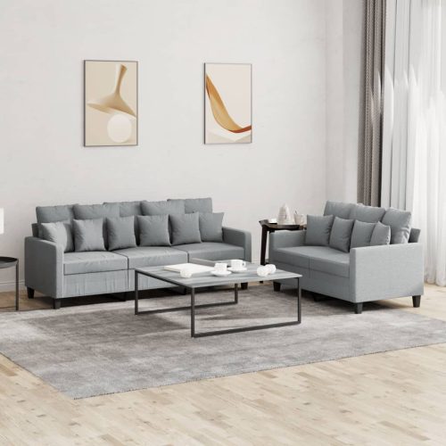 2-dijelni set sofa s jastucima svjetlosivi od tkanine